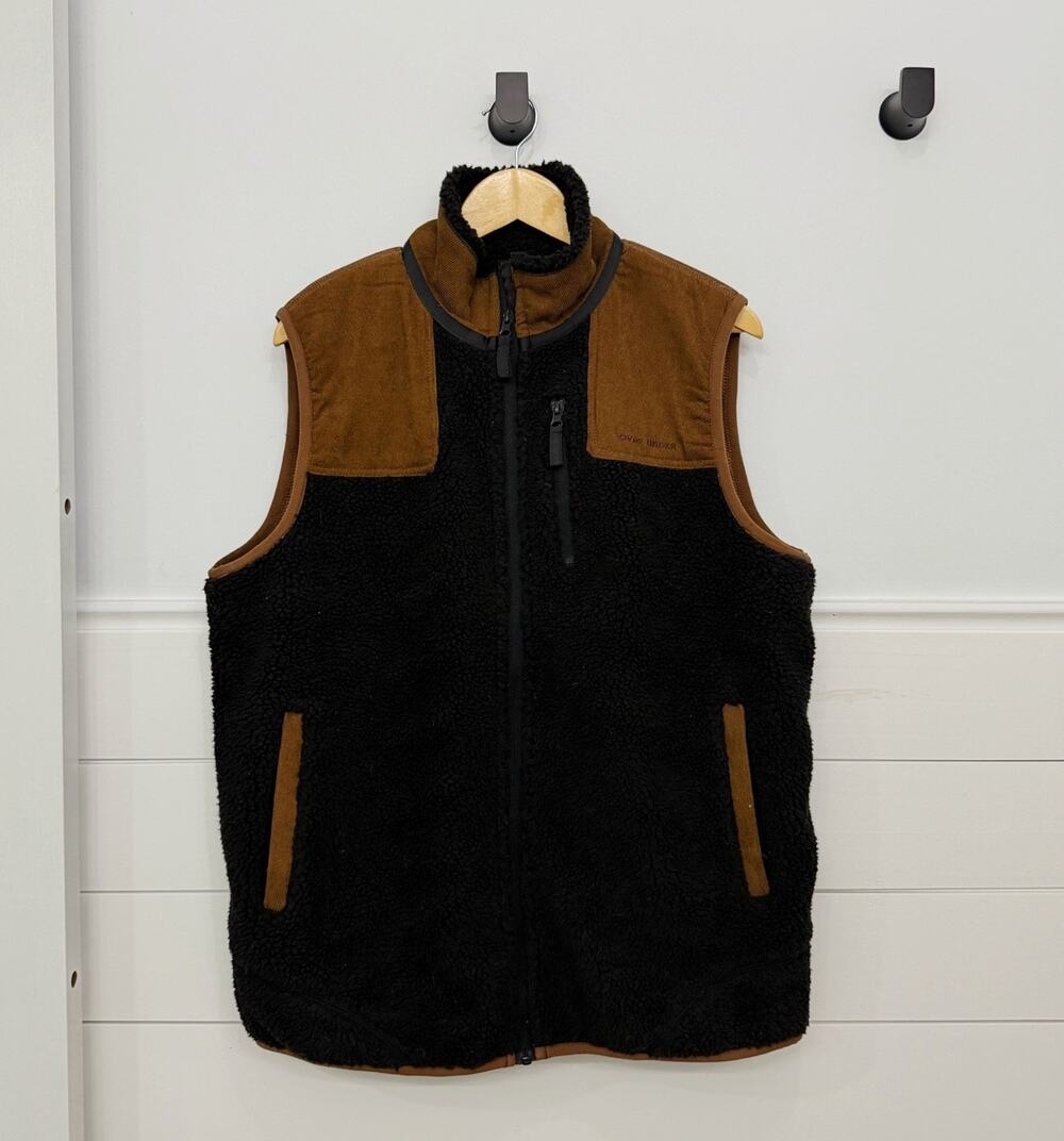 Over Under Men’s Fleece Sherpa Vest Kings Canyon Size M Brown Zip Up